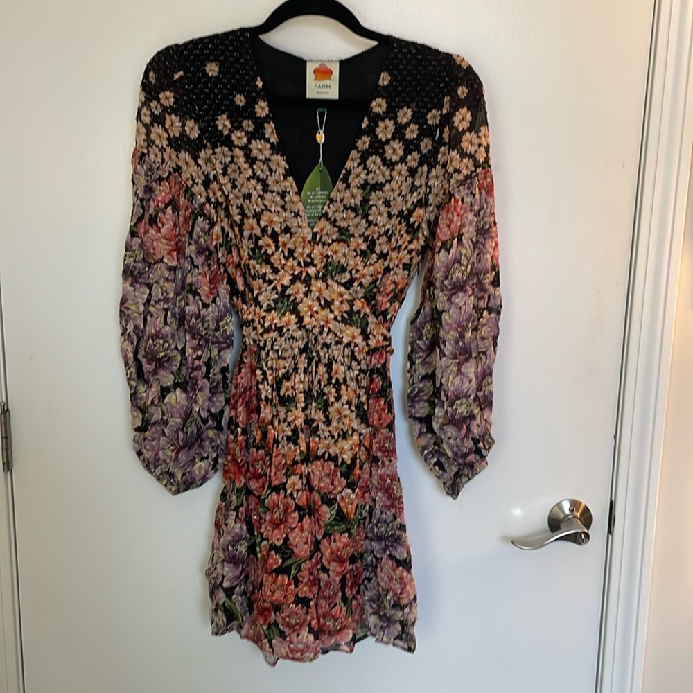 Farm Rio Rainbow Garden Mini Dress size M color multi New With Tags